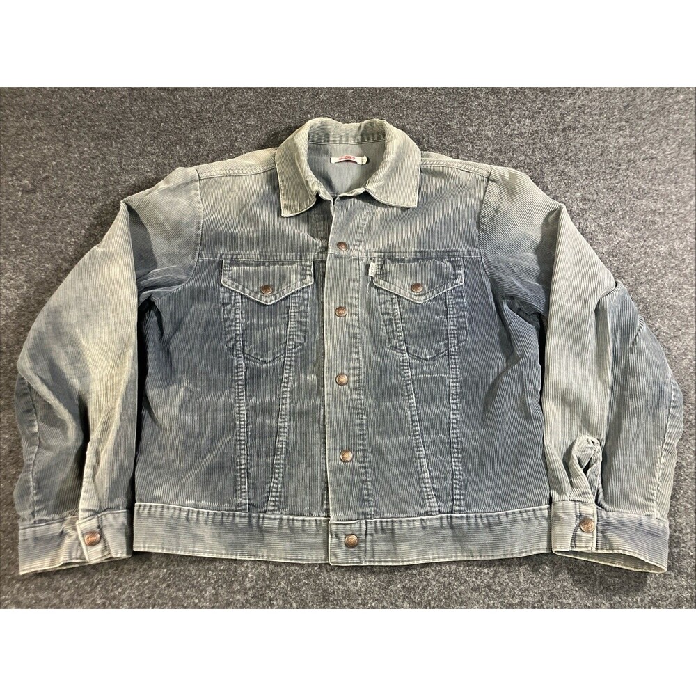Vintage 70s Levis 70505 Corduroy Trucker Jacket White Tab Size 42 Faded